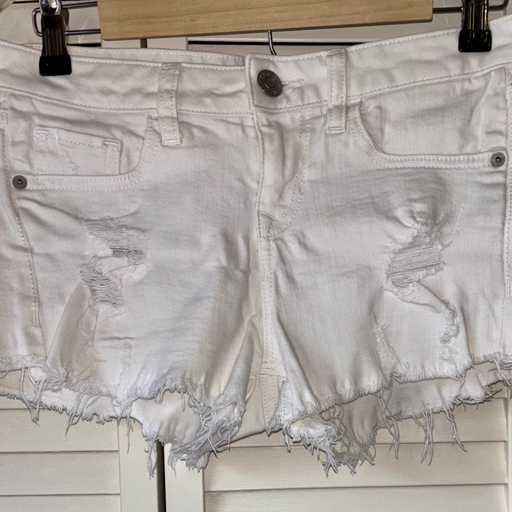 Express White Distressed Jean Shorts